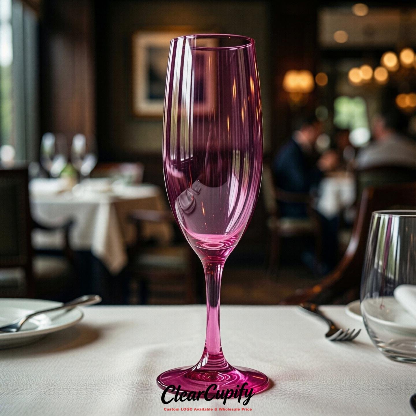 Fuchsia Clear Champagne Flutes - Wholesale 5oz/6oz/7oz Acrylic Champagne Glasses