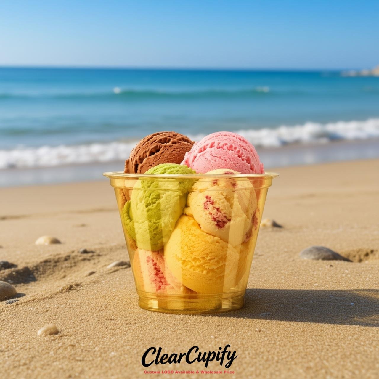 Gold Clear Plastic Ice Cream Cups Wholesale with Custom Logo Gold Clear Plastic Ice Cream Cups Wholesale with Custom Logo