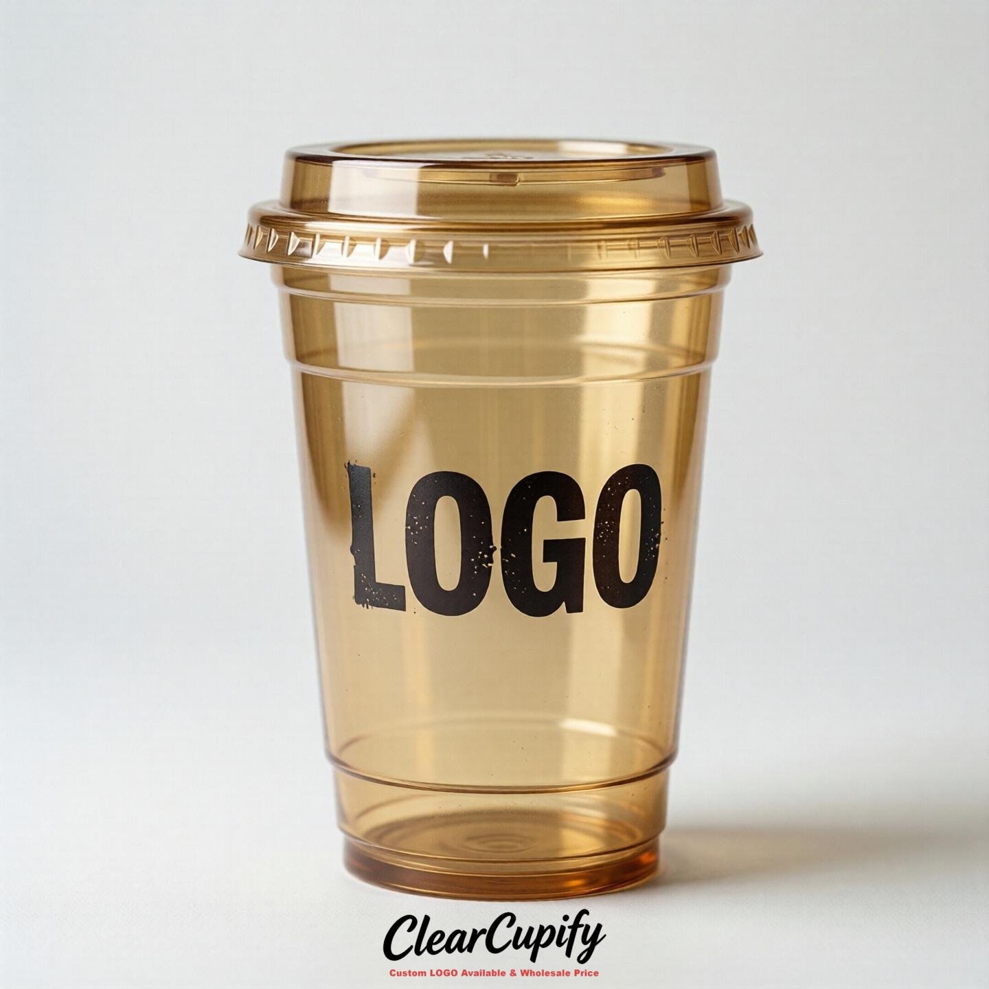 Gold Clear Plastic Cups with Custom Logo 12oz / 16oz / 20oz / 24oz / 32oz