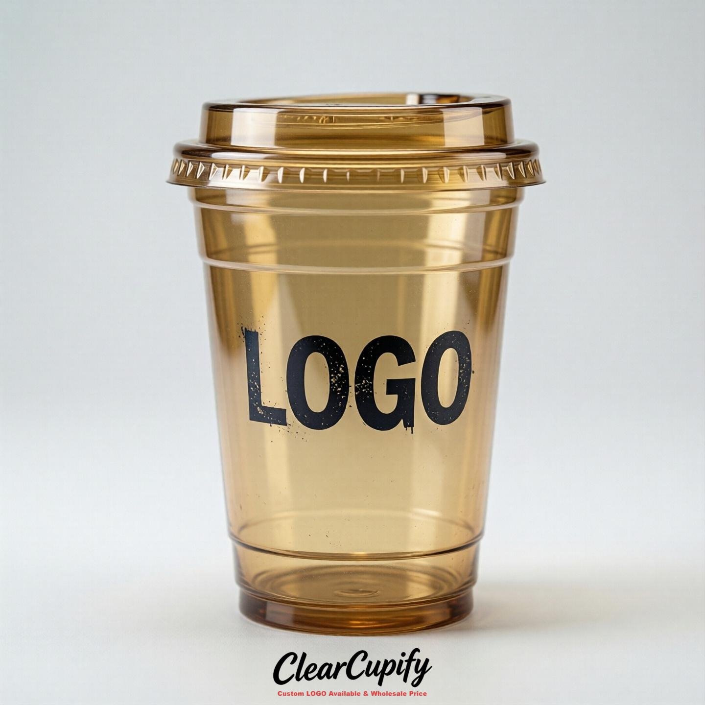 Gold Clear Plastic Cups with Custom Logo 12oz / 16oz / 20oz / 24oz / 32oz