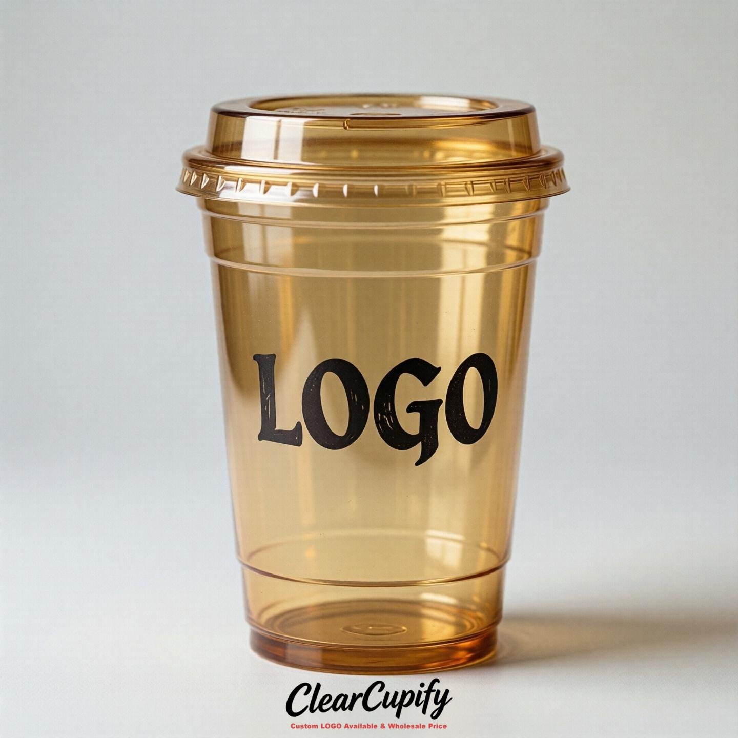 Gold Clear Plastic Cups with Custom Logo 12oz / 16oz / 20oz / 24oz / 32oz