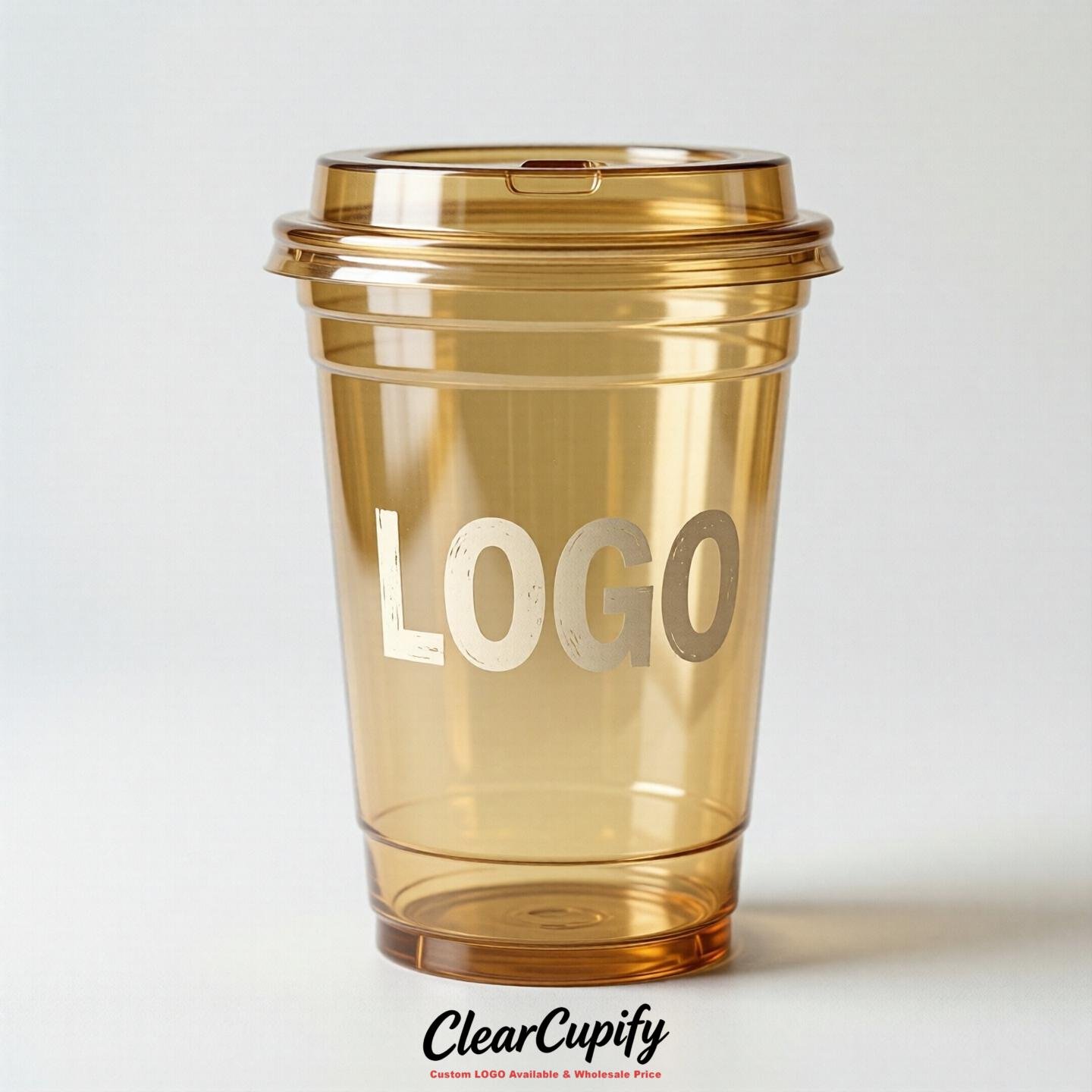 Gold Clear Plastic Cups with Custom Logo 12oz / 16oz / 20oz / 24oz / 32oz