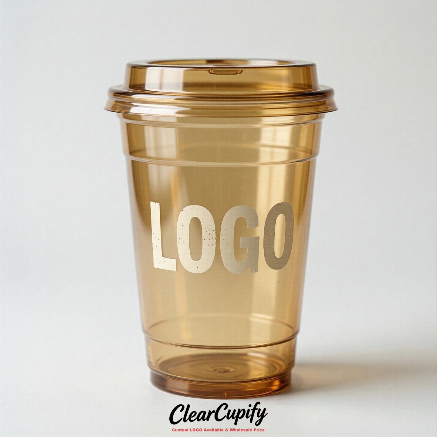 Gold Clear Plastic Cups with Custom Logo 12oz / 16oz / 20oz / 24oz / 32oz