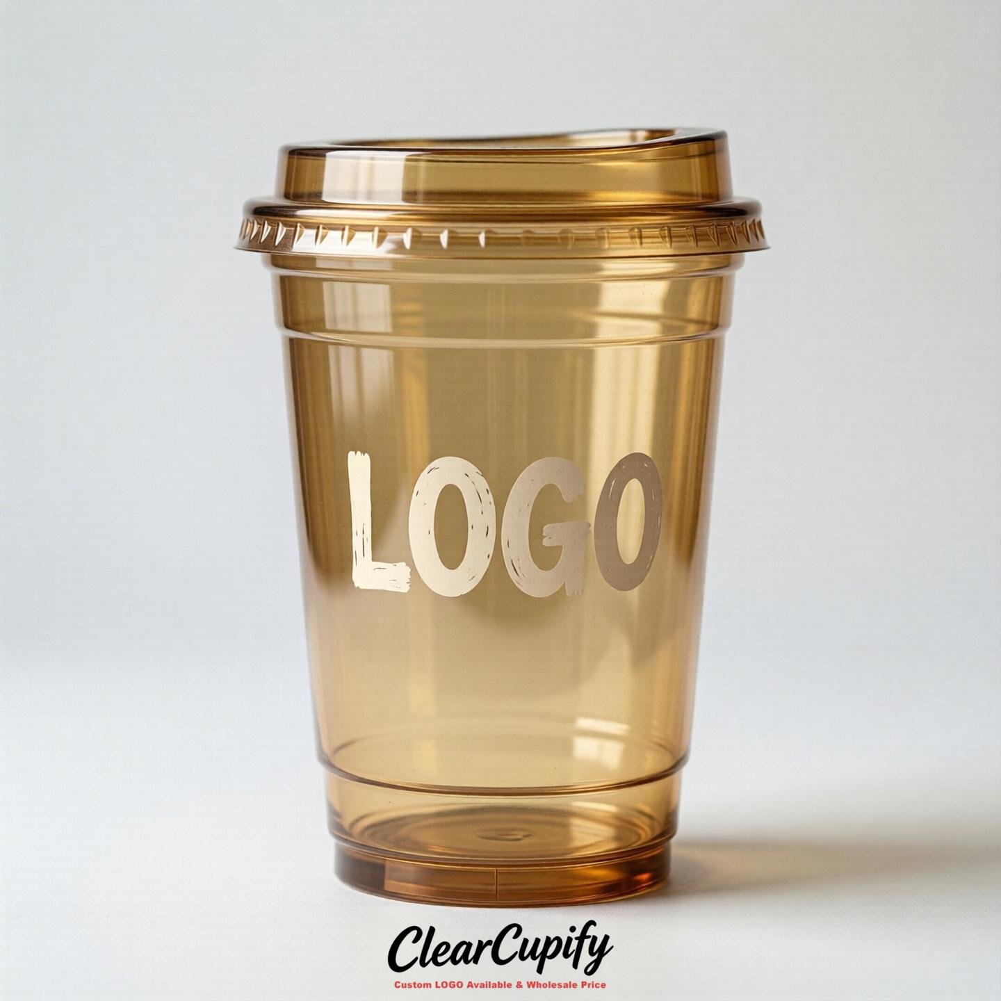 Gold Clear Plastic Cups with Custom Logo 12oz / 16oz / 20oz / 24oz / 32oz