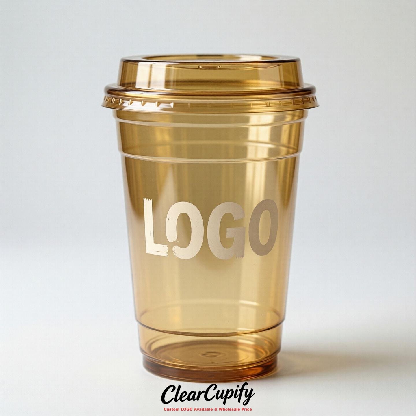 Gold Clear Plastic Cups with Custom Logo 12oz / 16oz / 20oz / 24oz / 32oz