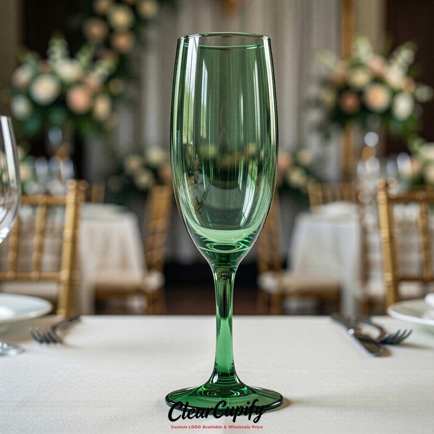 Green Clear Champagne Flutes - Wholesale 5oz/6oz/7oz Acrylic Champagne Glasses