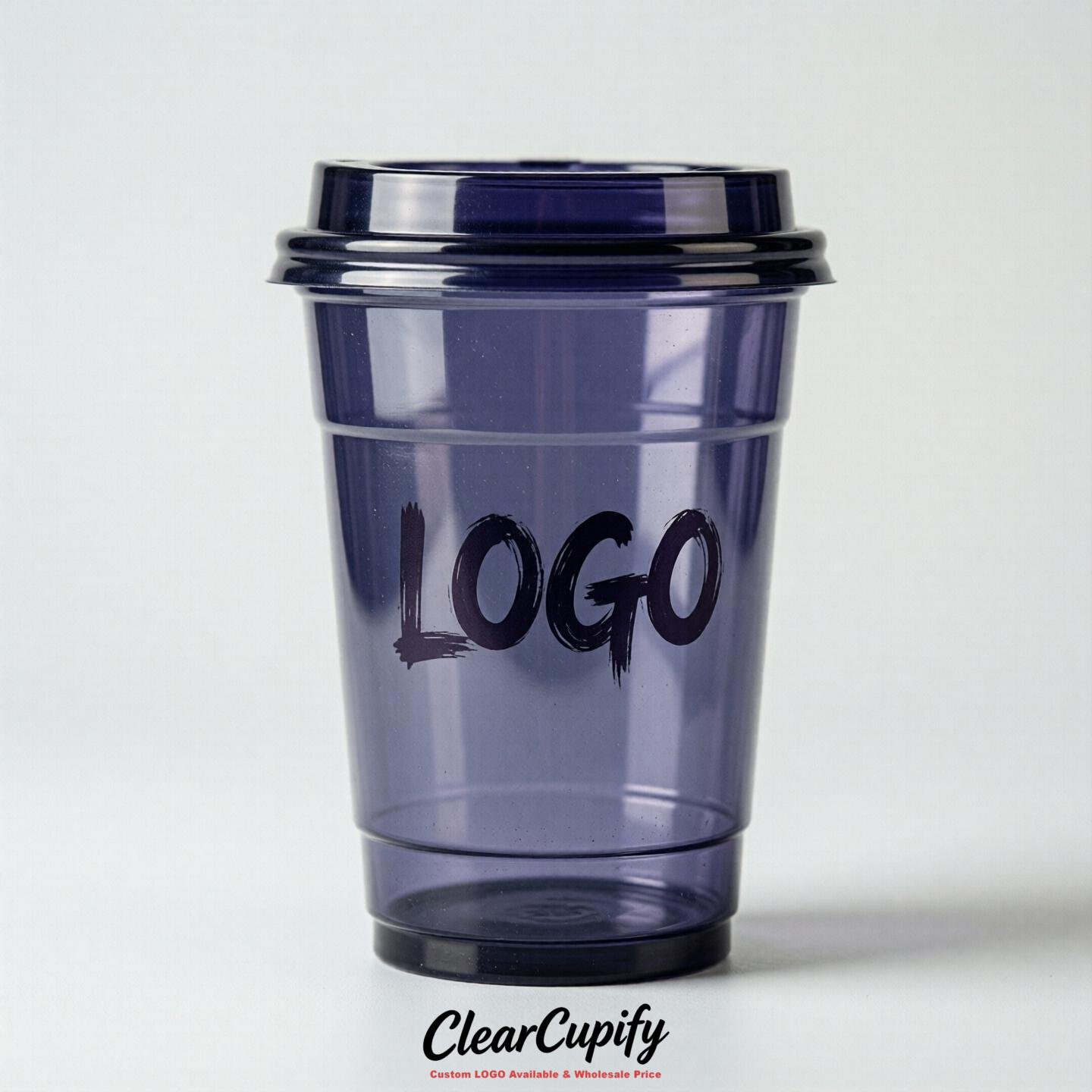 Indigo Clear Plastic Cups with Custom Logo 12oz / 16oz / 20oz / 24oz / 32oz