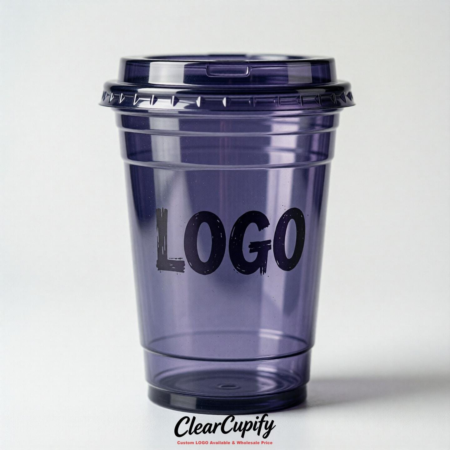 Indigo Clear Plastic Cups with Custom Logo 12oz / 16oz / 20oz / 24oz / 32oz