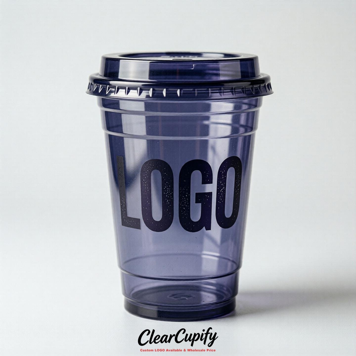 Indigo Clear Plastic Cups with Custom Logo 12oz / 16oz / 20oz / 24oz / 32oz