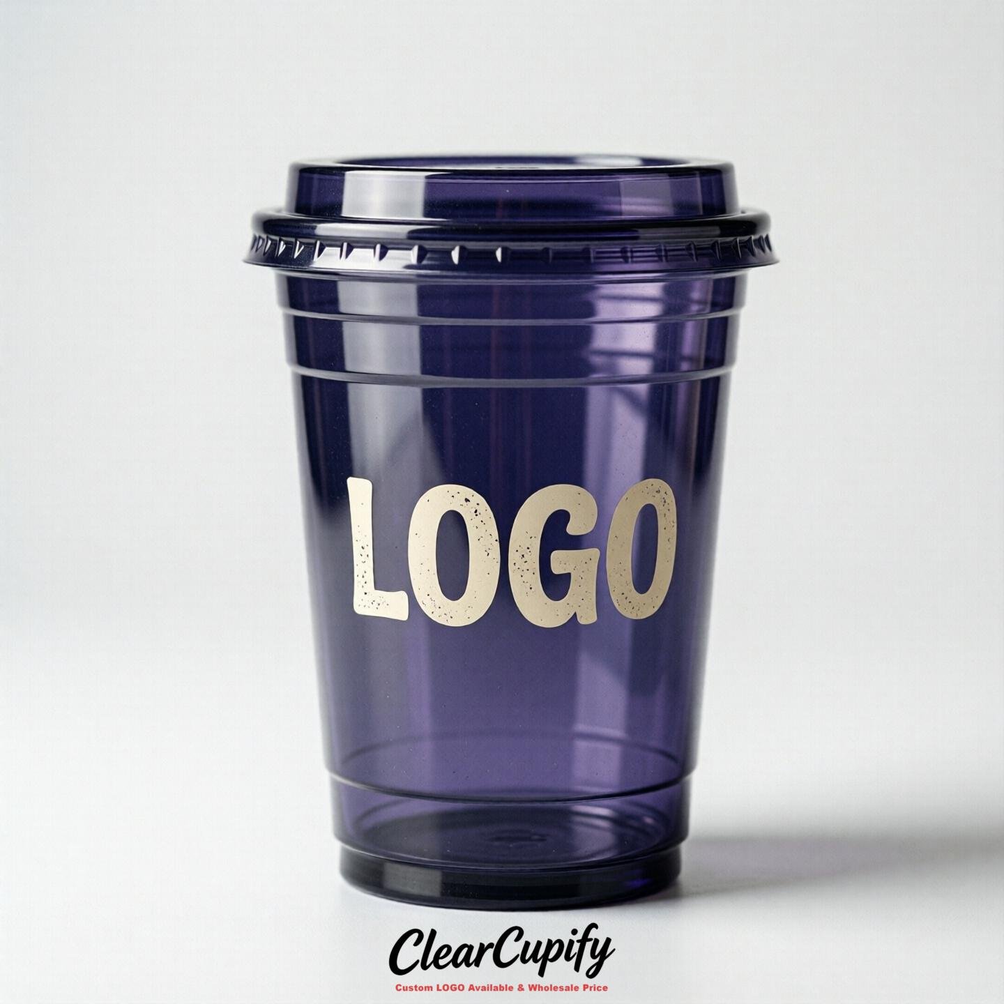 Indigo Clear Plastic Cups with Custom Logo 12oz / 16oz / 20oz / 24oz / 32oz