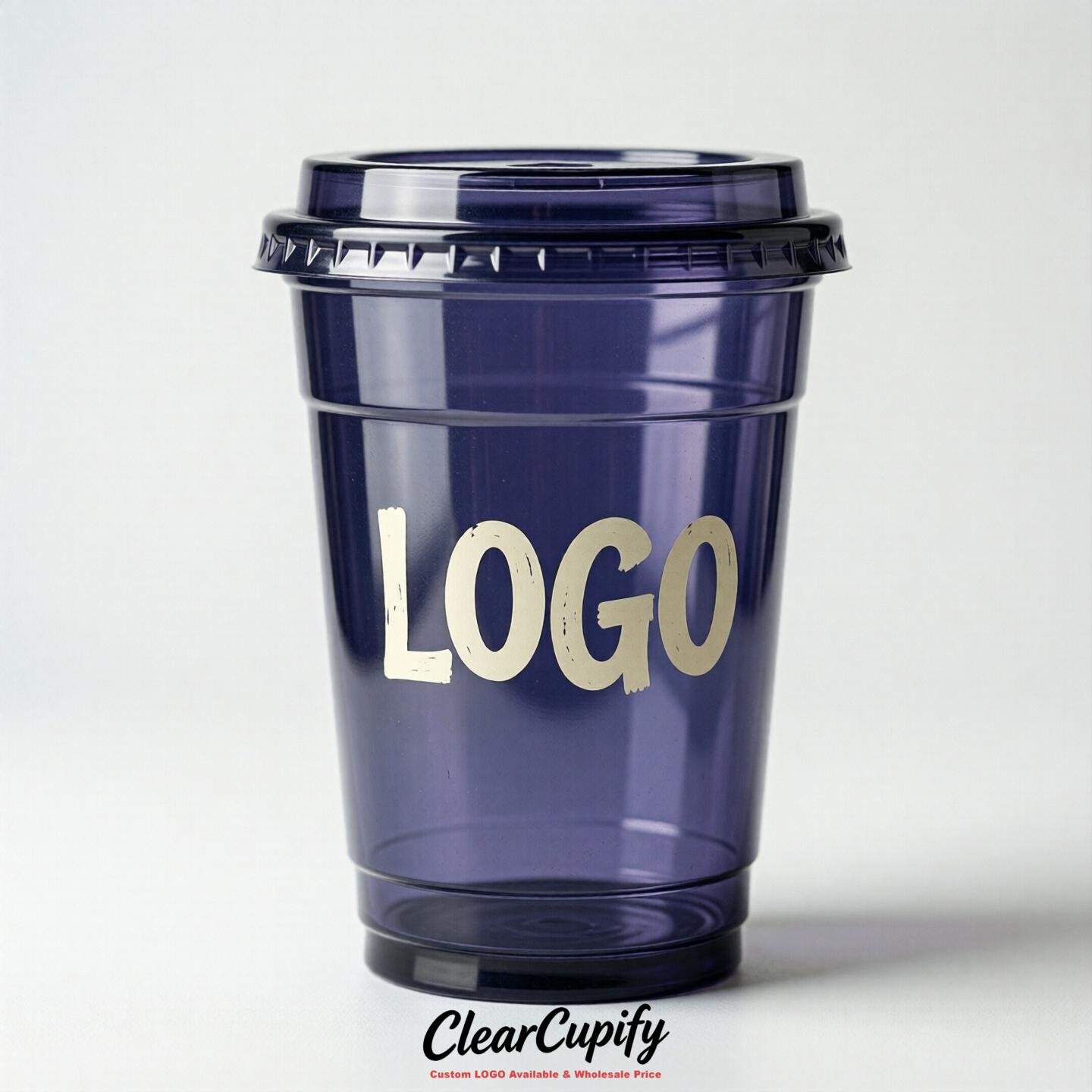 Indigo Clear Plastic Cups with Custom Logo 12oz / 16oz / 20oz / 24oz / 32oz