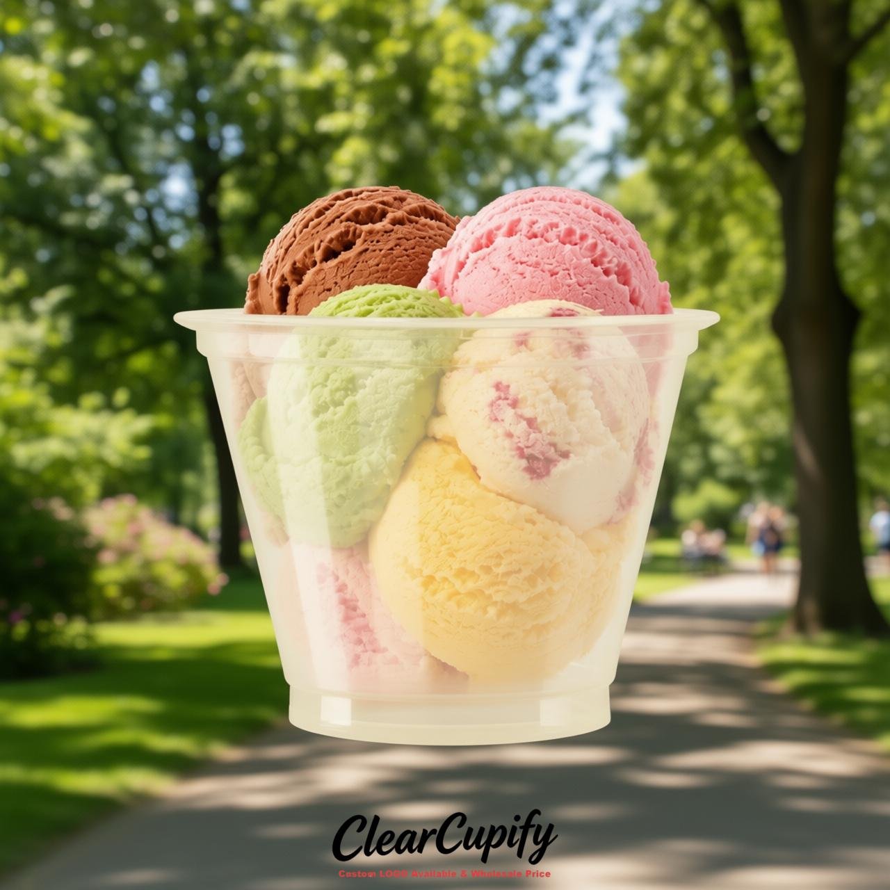Ivory Clear Plastic Ice Cream Cups Wholesale with Custom Logo