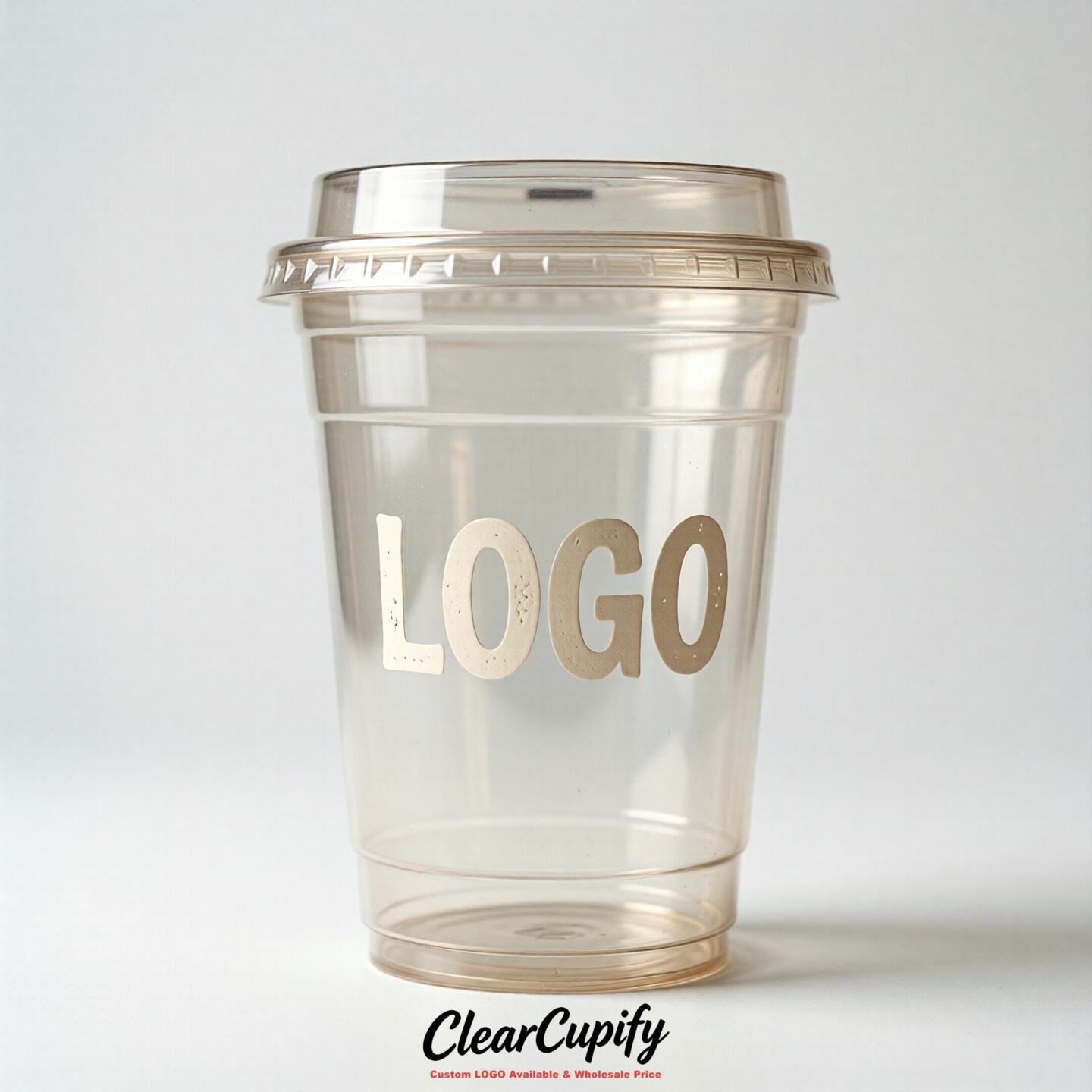 Ivory Clear Plastic Cups with Custom Logo 12oz / 16oz / 20oz / 24oz / 32oz