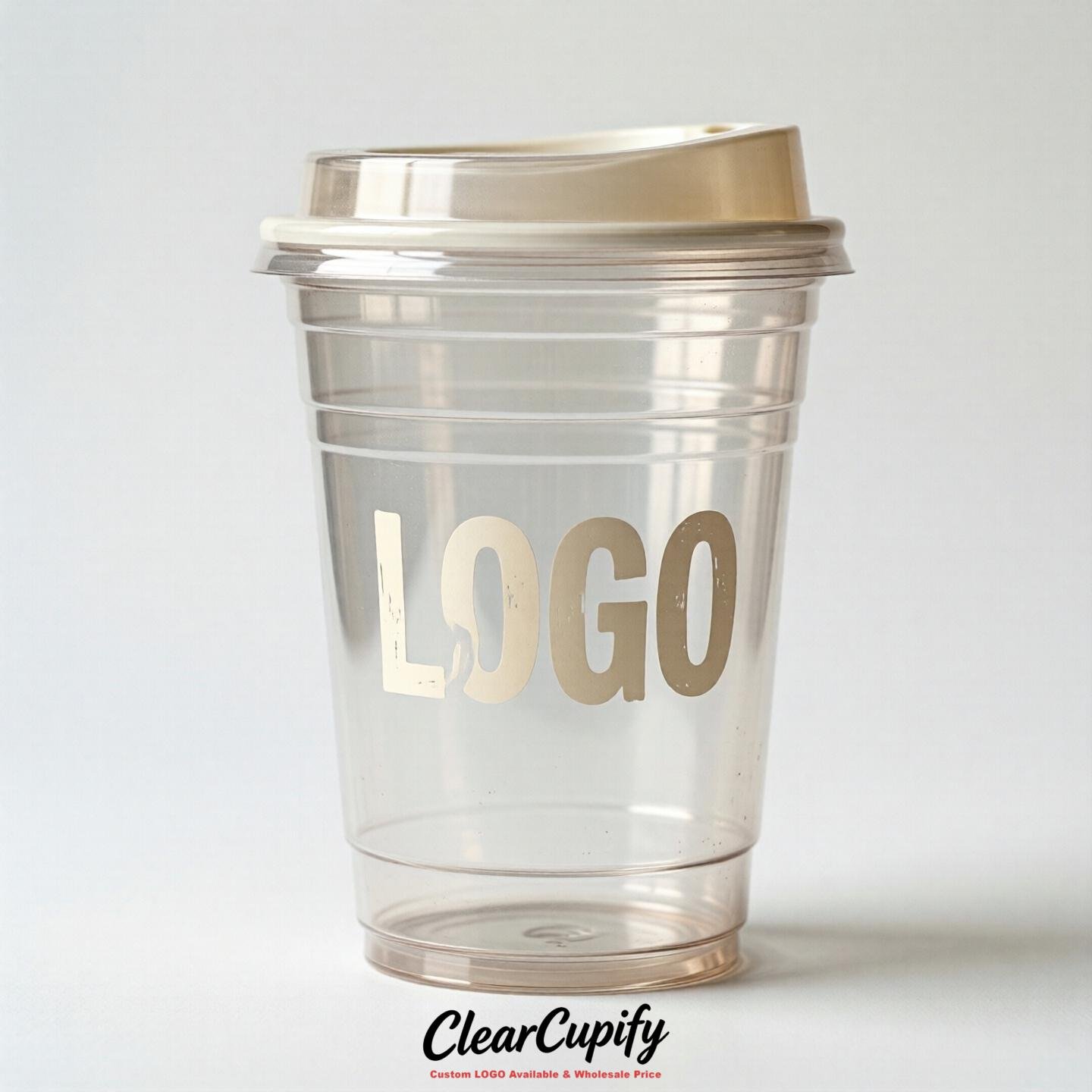 Ivory Clear Plastic Cups with Custom Logo 12oz / 16oz / 20oz / 24oz / 32oz