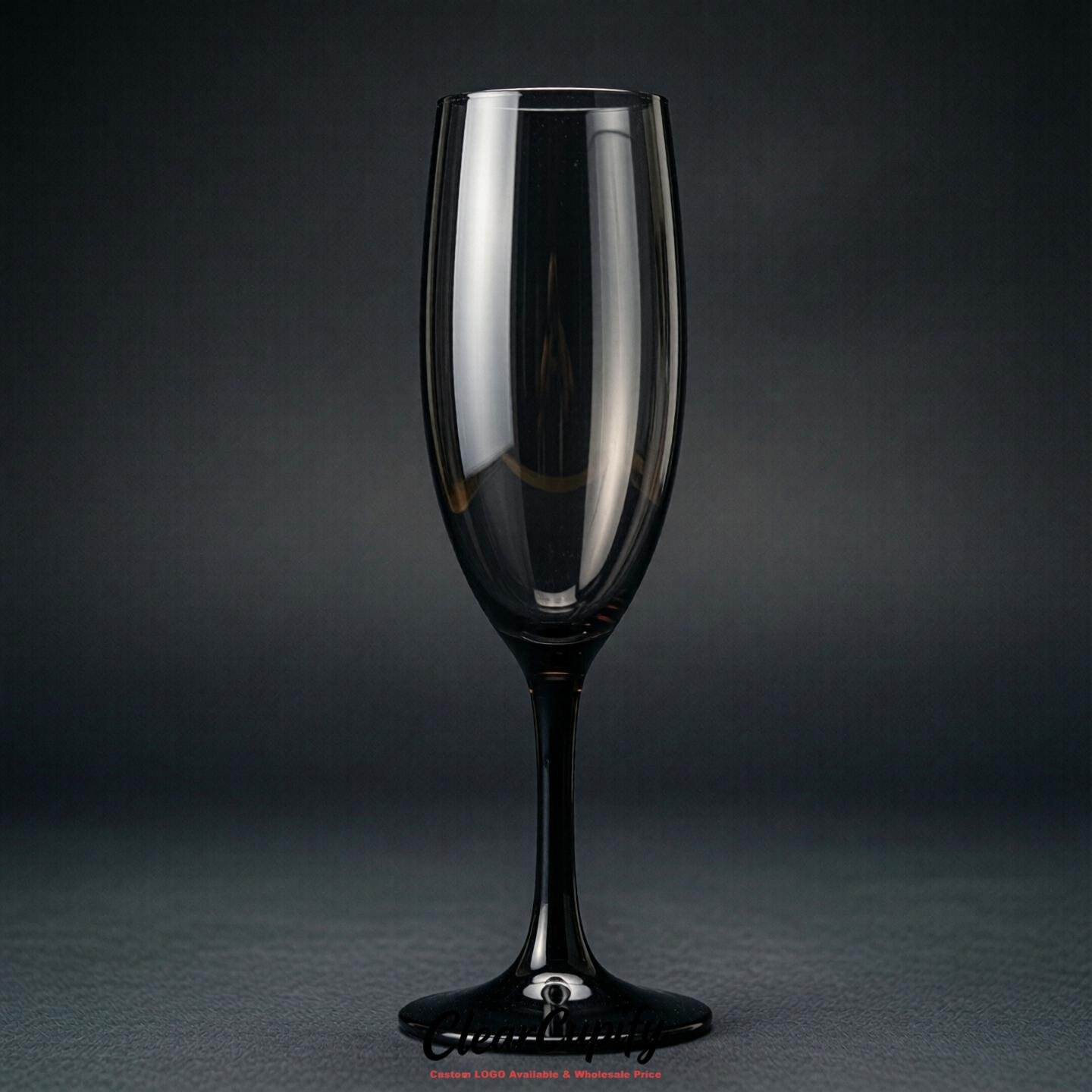 Jet Black Clear Champagne Flutes - Wholesale 5oz/6oz/7oz Acrylic Champagne Glasses