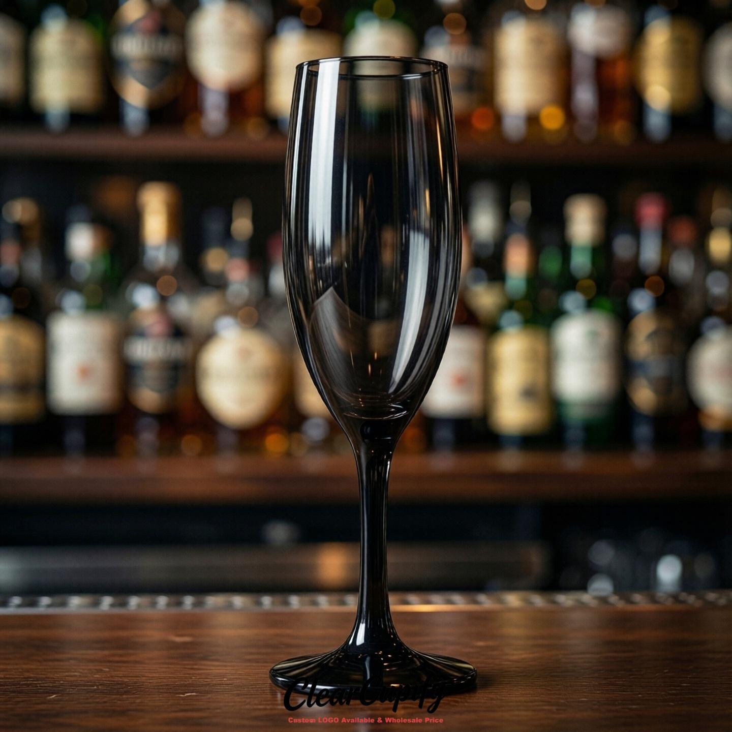 Jet Black Clear Champagne Flutes - Wholesale 5oz/6oz/7oz Acrylic Champagne Glasses