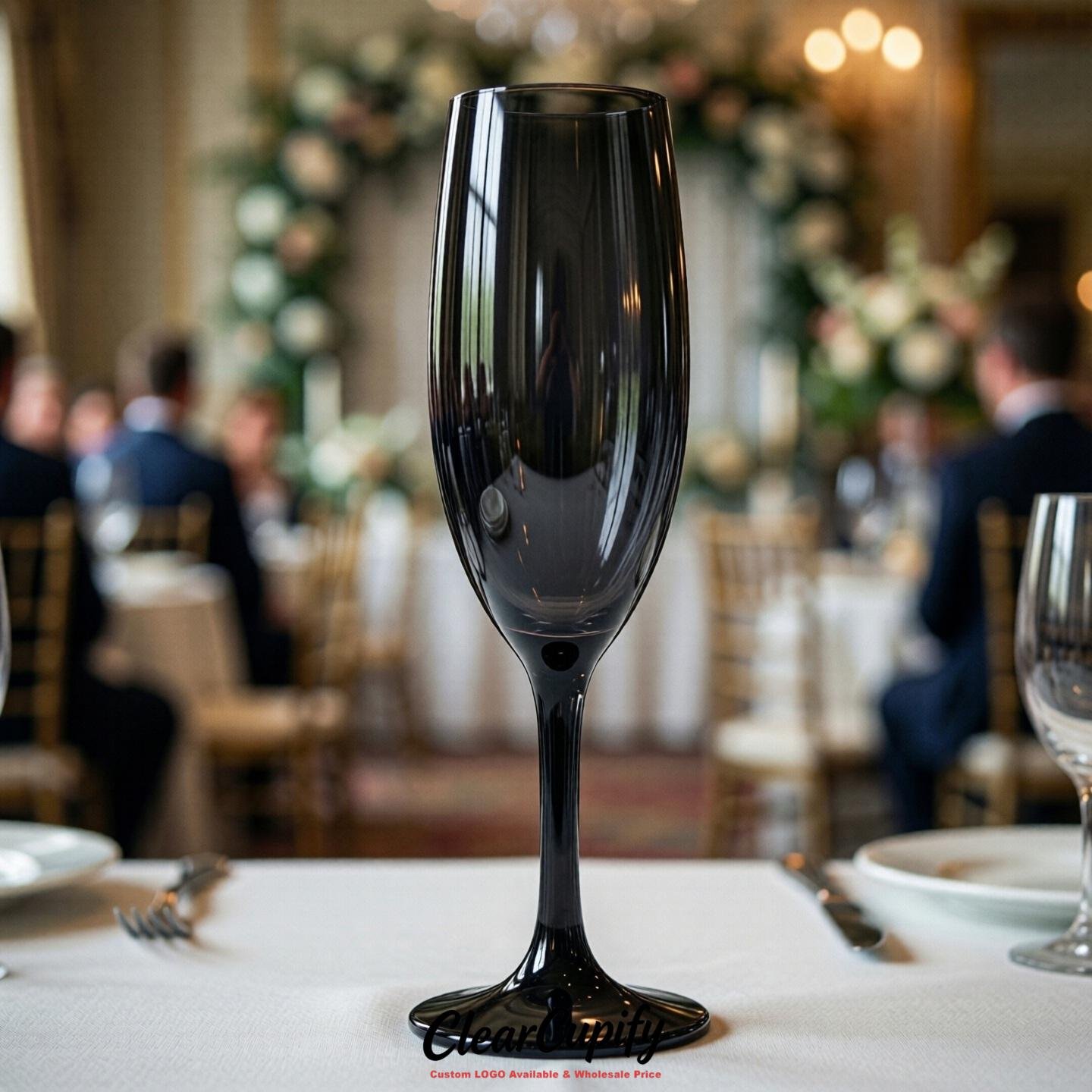 Jet Black Clear Champagne Flutes - Wholesale 5oz/6oz/7oz Acrylic Champagne Glasses