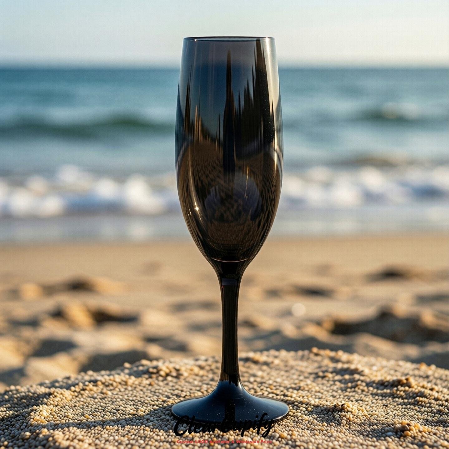 Jet Black Clear Champagne Flutes - Wholesale 5oz/6oz/7oz Acrylic Champagne Glasses Jet Black Clear Champagne Flutes - Wholesale 5oz/6oz/7oz Acrylic Champagne Glasses