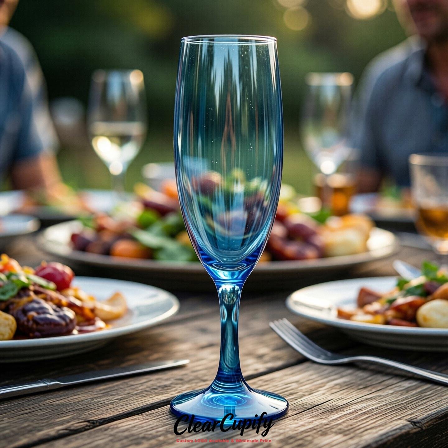 Lake Blue Clear Champagne Flutes - Wholesale 5oz/6oz/7oz Acrylic Champagne Glasses