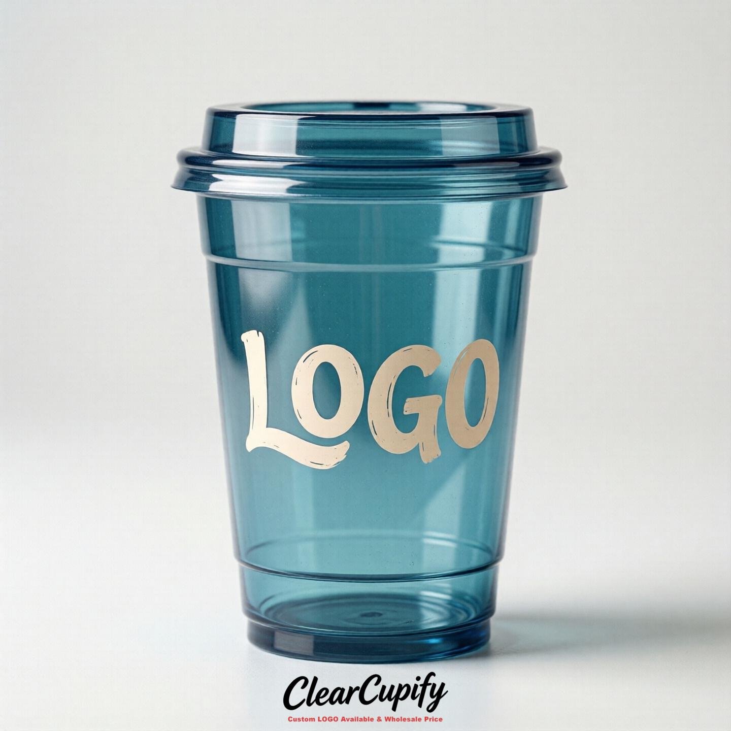 Lake Blue Clear Plastic Cups with Custom Logo 12oz / 16oz / 20oz / 24oz / 32oz