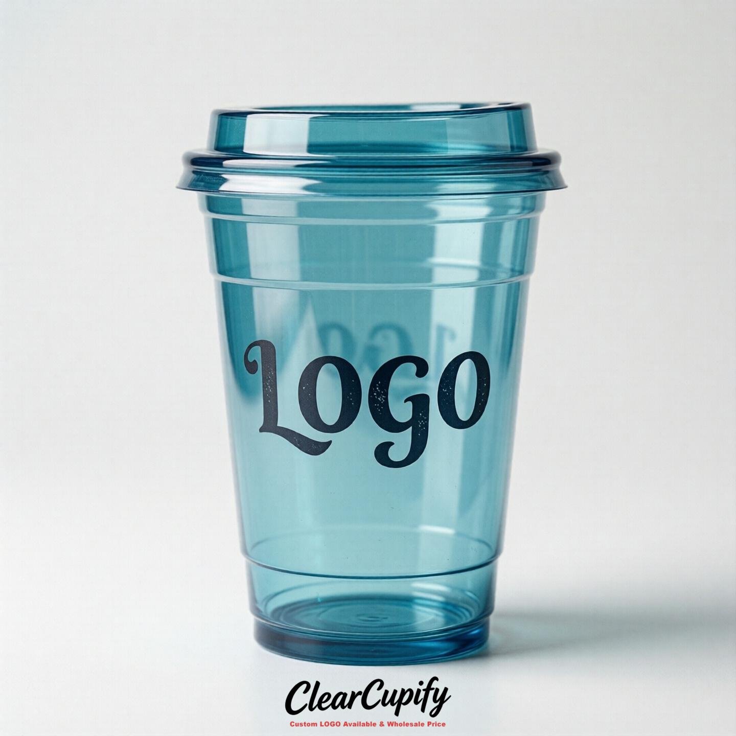 Lake Blue Clear Plastic Cups with Custom Logo 12oz / 16oz / 20oz / 24oz / 32oz