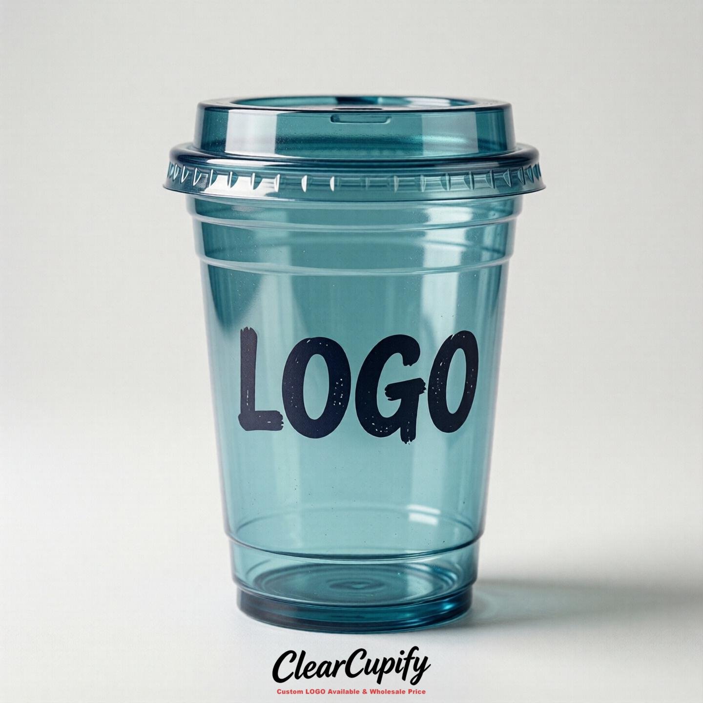 Lake Blue Clear Plastic Cups with Custom Logo 12oz / 16oz / 20oz / 24oz / 32oz