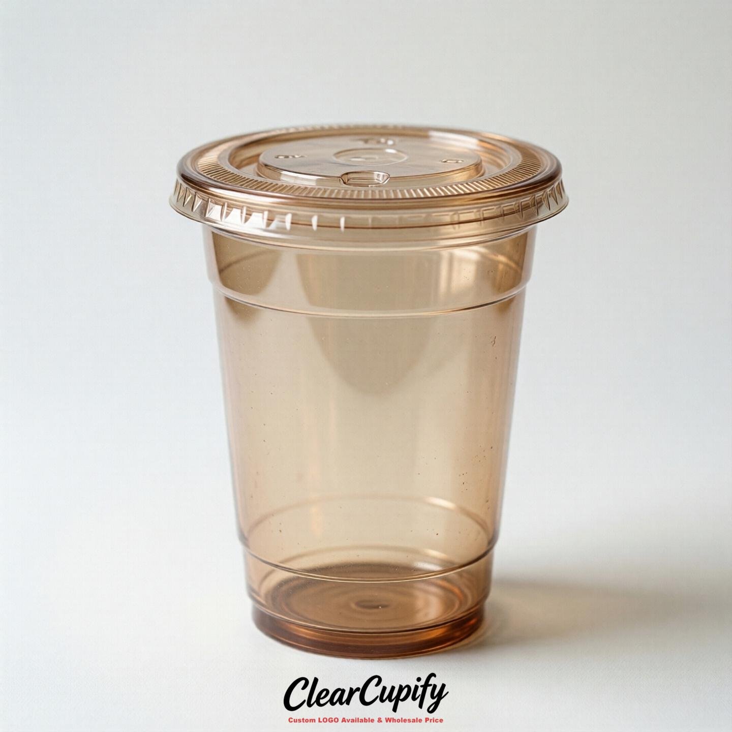 Blank Translucent Latte Clear Plastic Cups with Lids - Choice of PET/PP/PLA