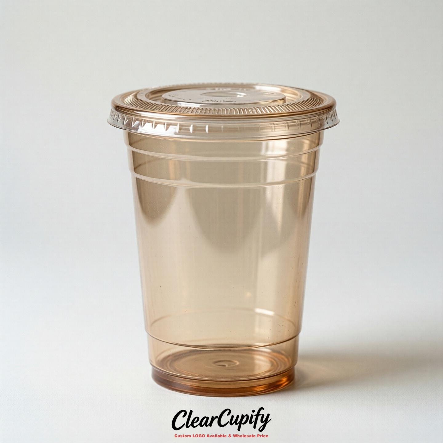 Blank Translucent Latte Clear Plastic Cups with Lids - Choice of PET/PP/PLA