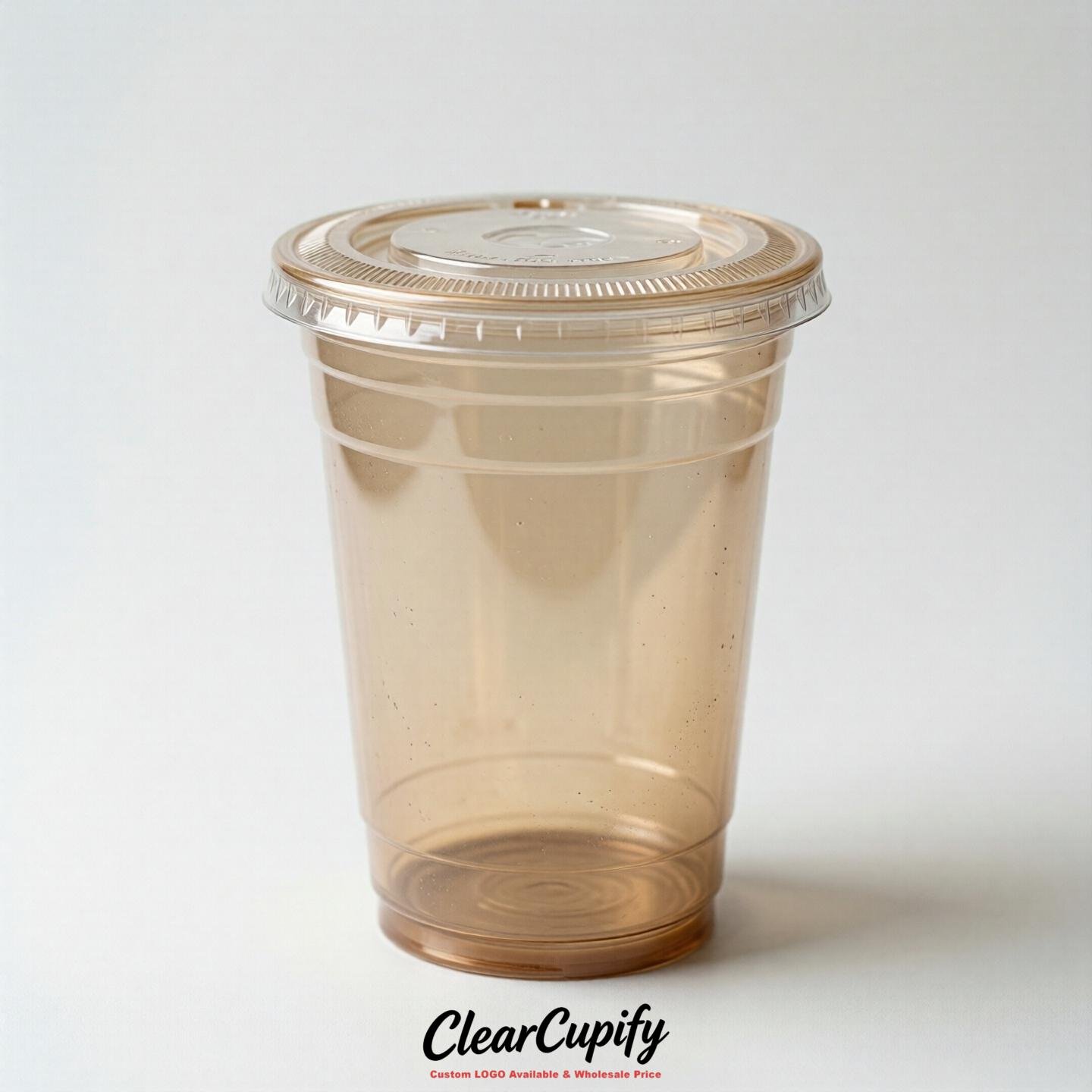 Blank Translucent Latte Clear Plastic Cups with Lids - Choice of PET/PP/PLA