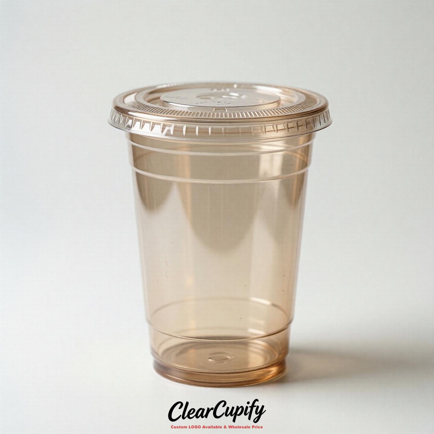 Blank Translucent Latte Clear Plastic Cups with Lids - Choice of PET/PP/PLA
