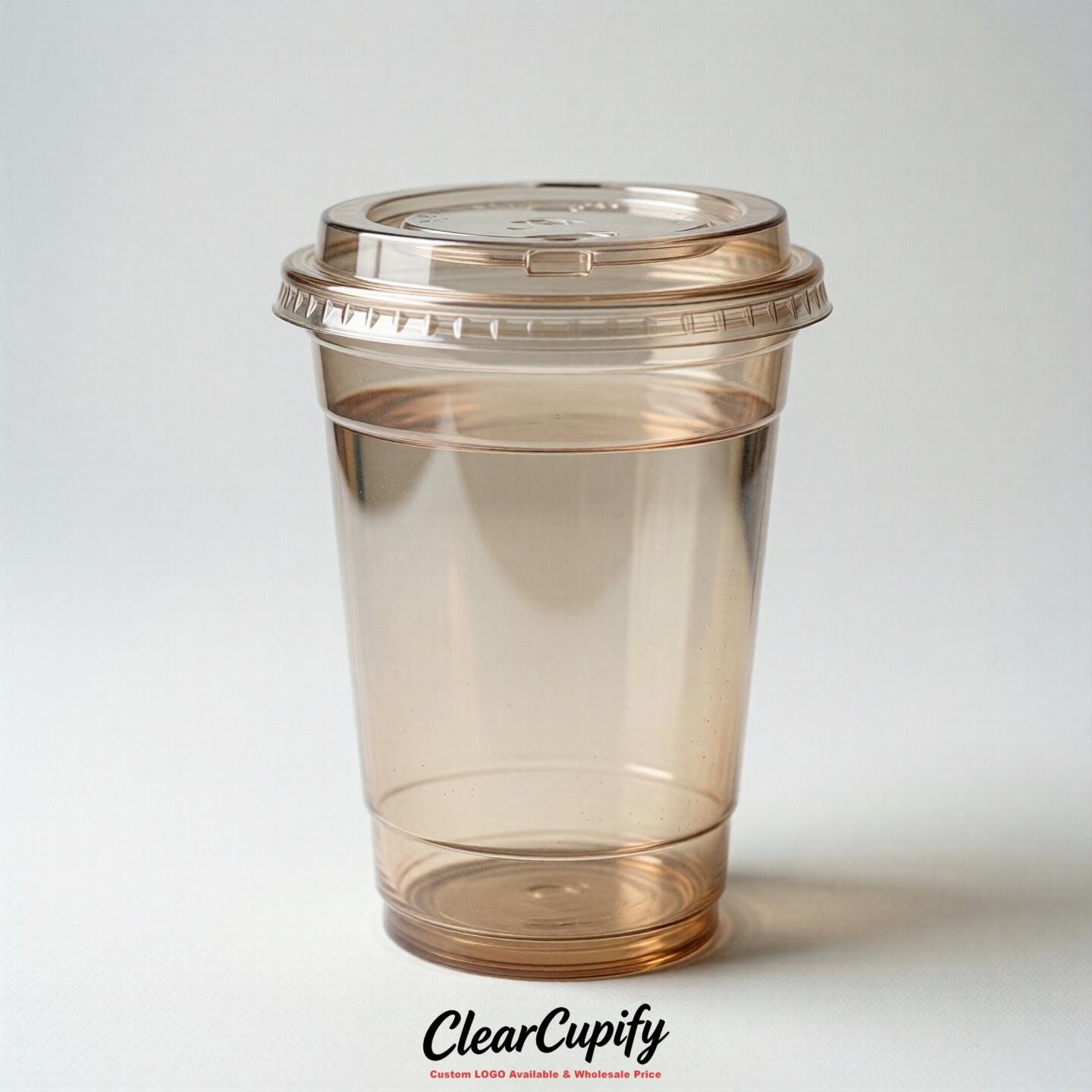 Blank Translucent Latte Clear Plastic Cups with Lids - Choice of PET/PP/PLA