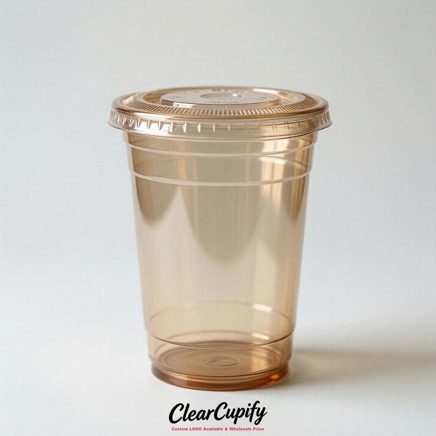 Blank Translucent Latte Clear Plastic Cups with Lids - Choice of PET/PP/PLA