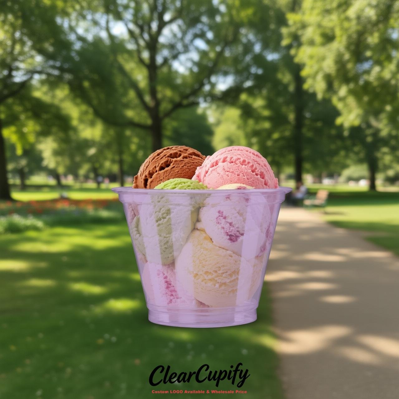 Lavender Clear Plastic Ice Cream Cups Wholesale with Custom Logo