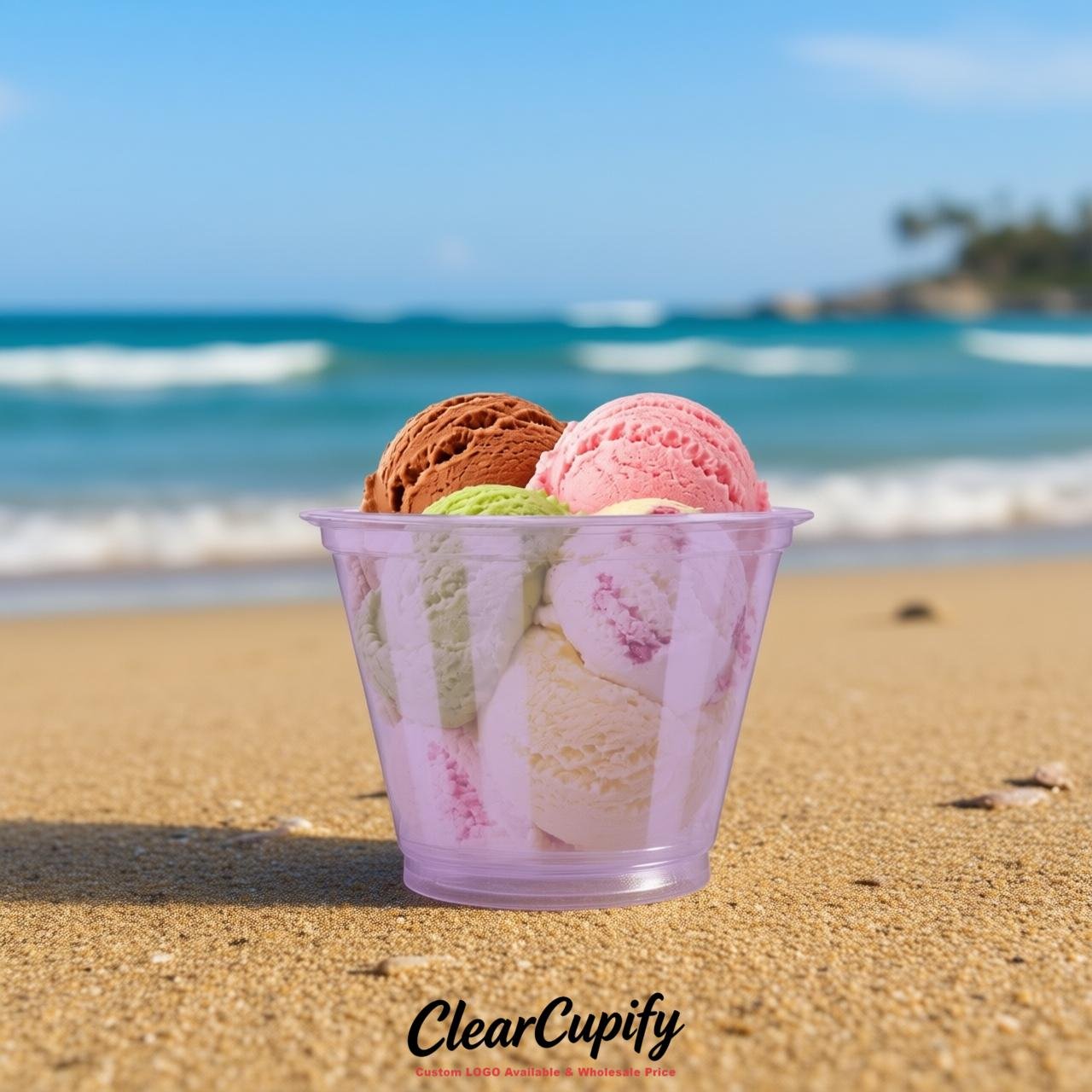 Lavender Clear Plastic Ice Cream Cups Wholesale with Custom Logo Lavender Clear Plastic Ice Cream Cups Wholesale with Custom Logo