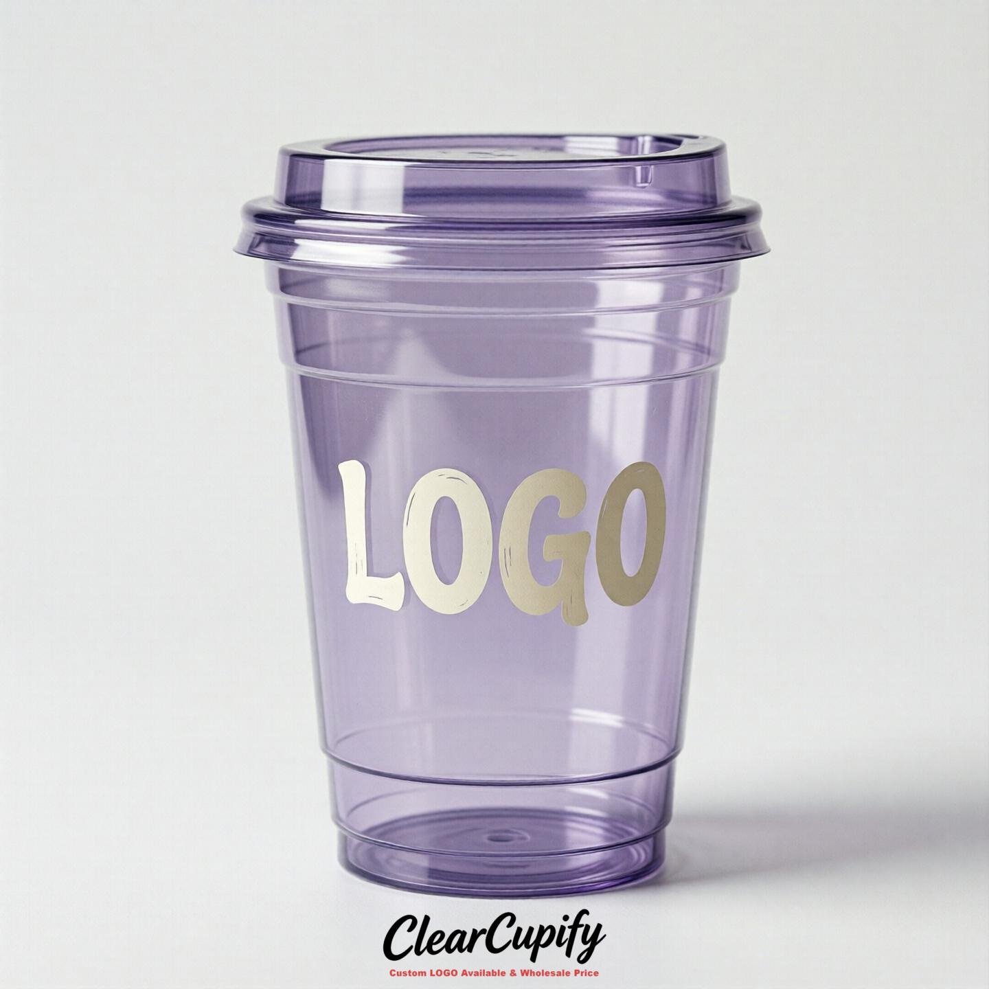 Lavender Clear Plastic Cups with Custom Logo 12oz / 16oz / 20oz / 24oz / 32oz