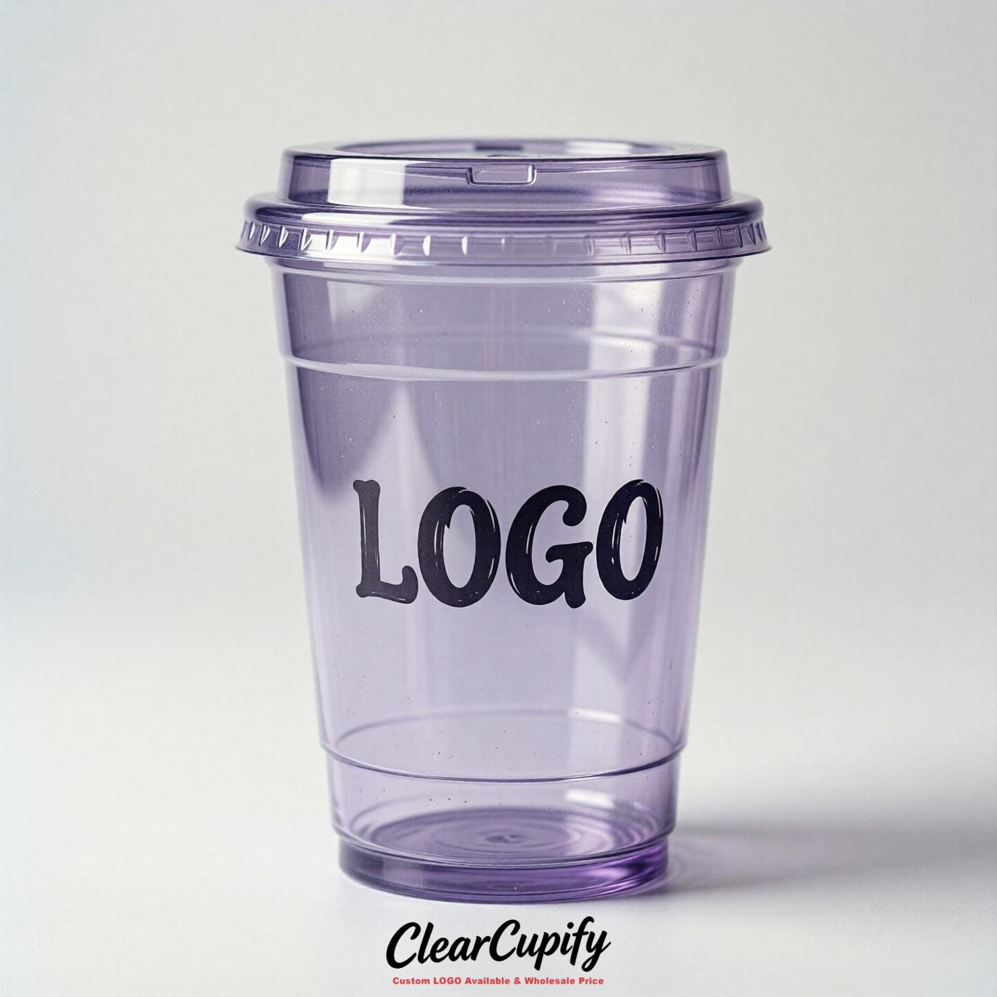 Lavender Clear Plastic Cups with Custom Logo 12oz / 16oz / 20oz / 24oz / 32oz