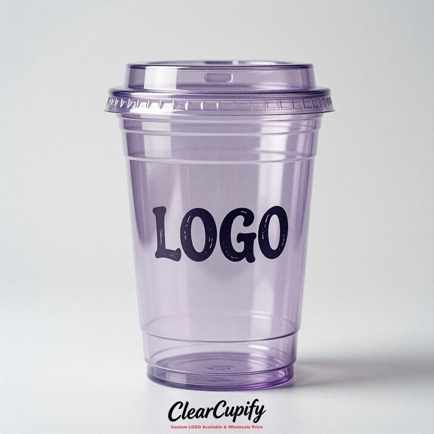 Lavender Clear Plastic Cups with Custom Logo 12oz / 16oz / 20oz / 24oz / 32oz