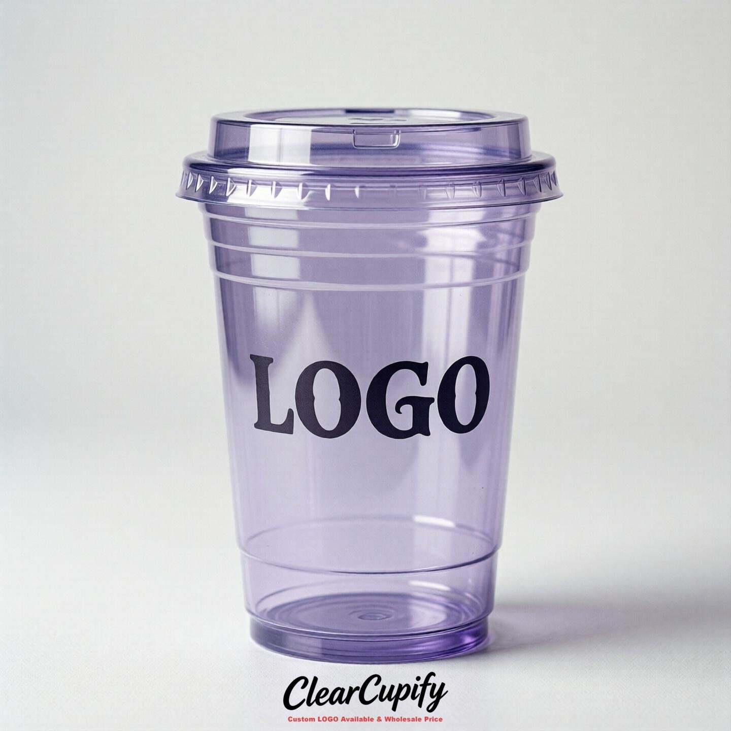 Lavender Clear Plastic Cups with Custom Logo 12oz / 16oz / 20oz / 24oz / 32oz
