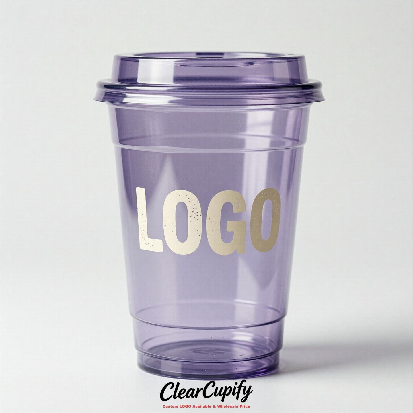 Lavender Clear Plastic Cups with Custom Logo 12oz / 16oz / 20oz / 24oz / 32oz