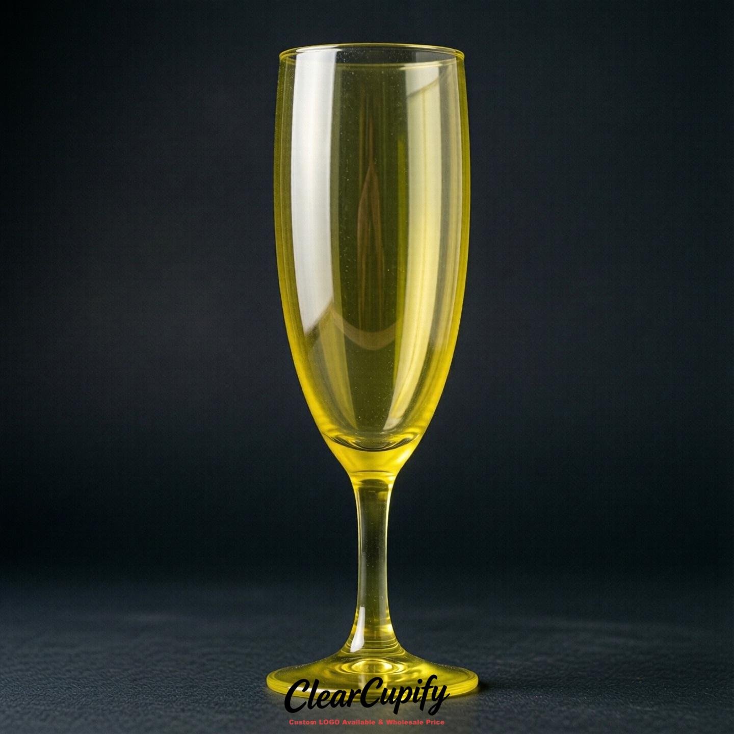 Lemon Yellow Clear Champagne Flutes - Wholesale 5oz/6oz/7oz Acrylic Champagne Glasses