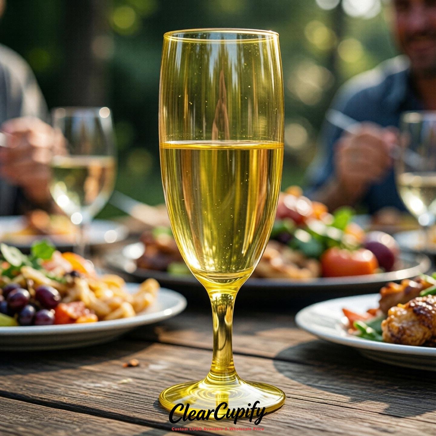 Lemon Yellow Clear Champagne Flutes - Wholesale 5oz/6oz/7oz Acrylic Champagne Glasses