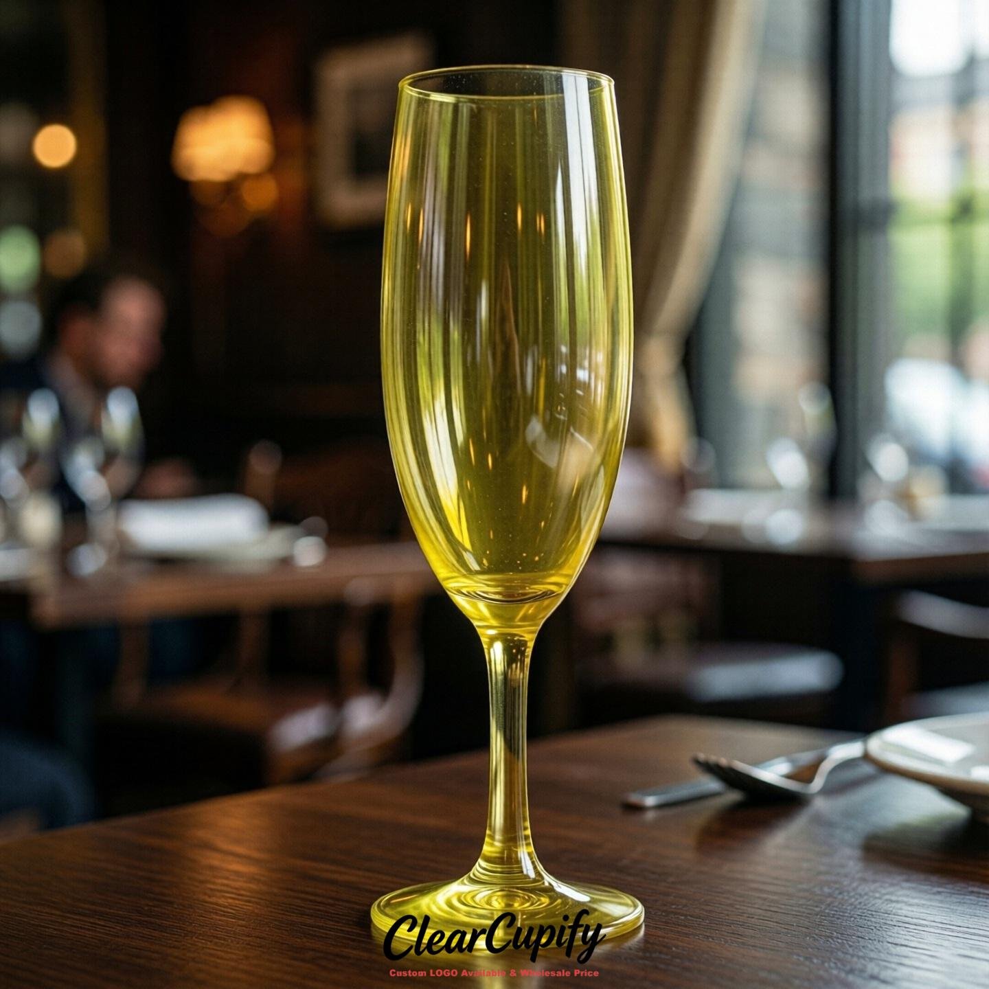 Lemon Yellow Clear Champagne Flutes - Wholesale 5oz/6oz/7oz Acrylic Champagne Glasses