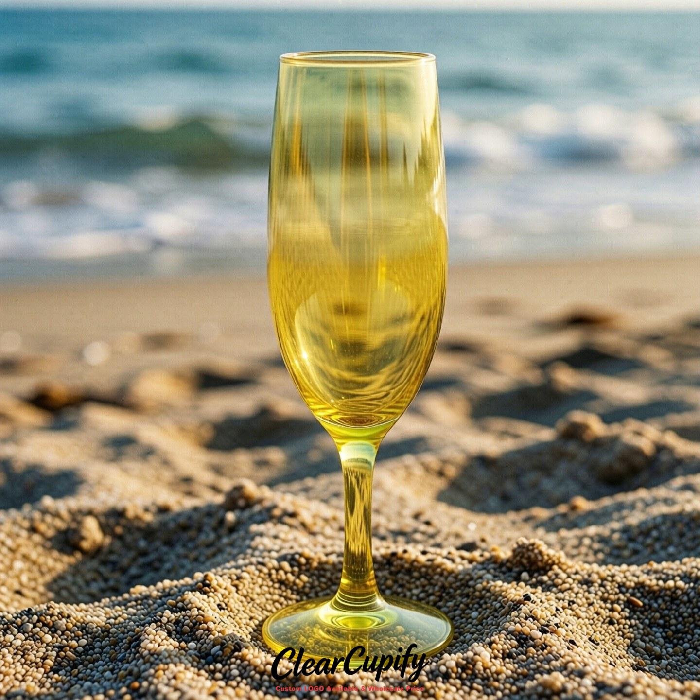 Lemon Yellow Clear Champagne Flutes - Wholesale 5oz/6oz/7oz Acrylic Champagne Glasses