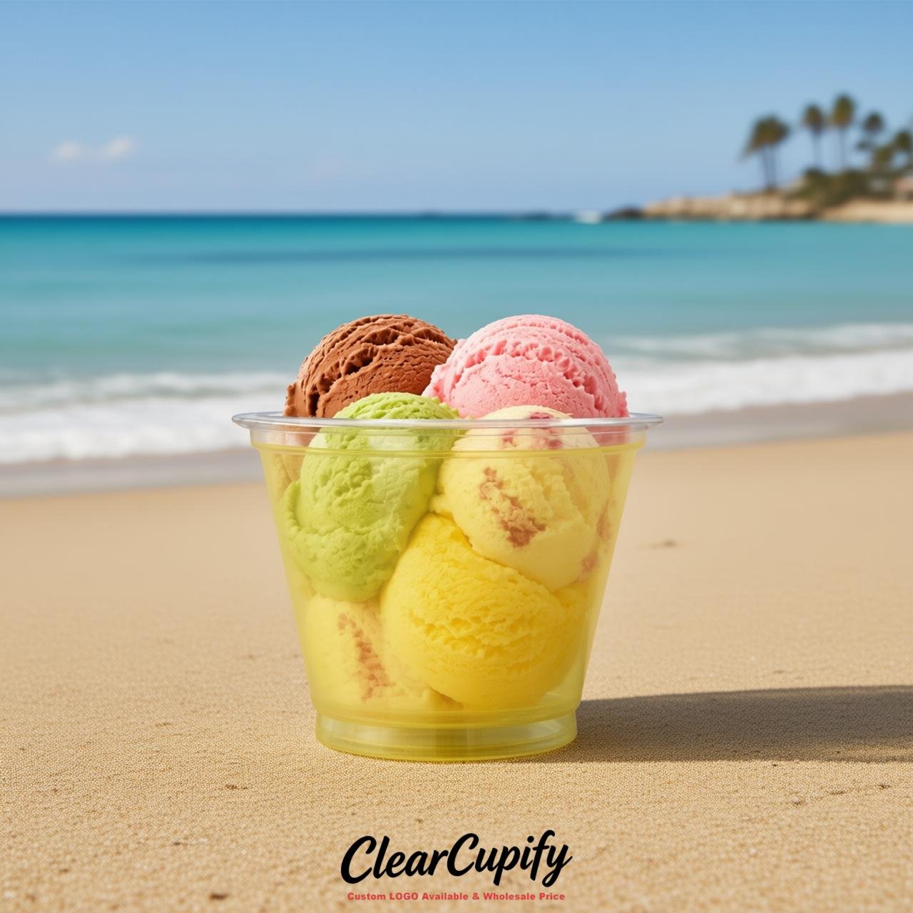 Lemon Yellow Clear Plastic Ice Cream Cups Wholesale with Custom Logo Lemon Yellow Clear Plastic Ice Cream Cups Wholesale with Custom Logo