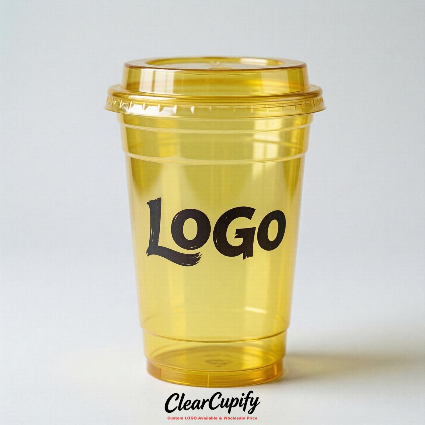 Lemon Yellow Clear Plastic Cups with Custom Logo 12oz / 16oz / 20oz / 24oz / 32oz