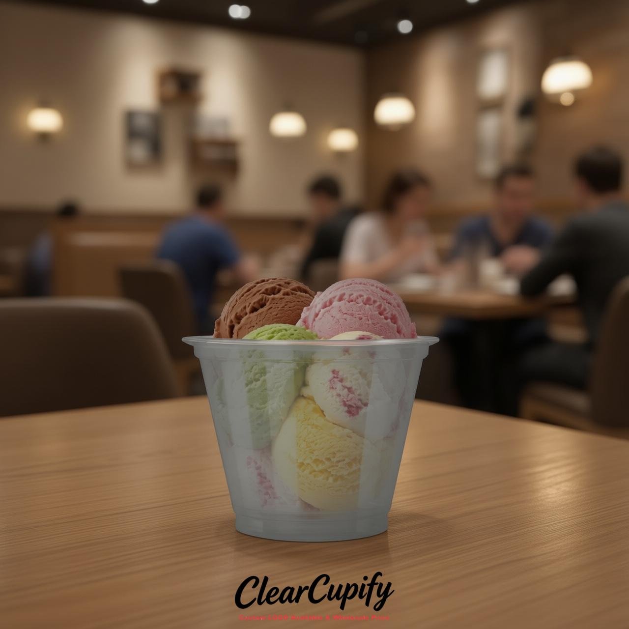 Light Slate Gray Clear Plastic Ice Cream Cups Wholesale with Custom Logo