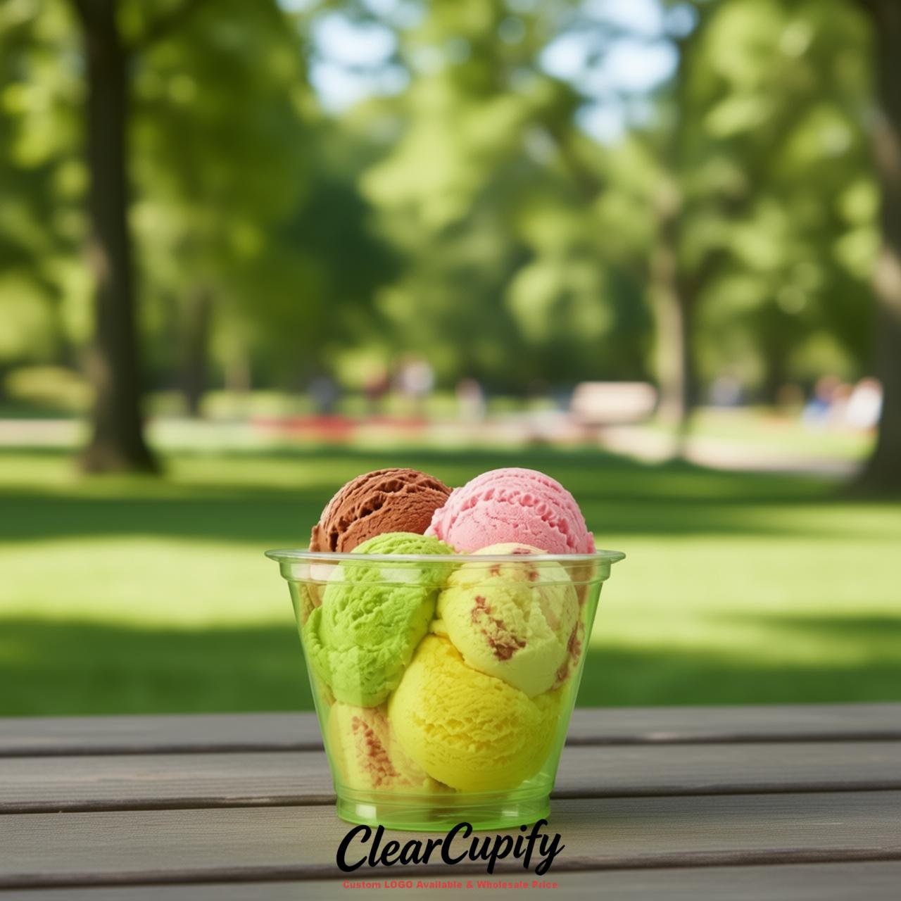 Lime Green Clear Plastic Ice Cream Cups Wholesale with Custom Logo