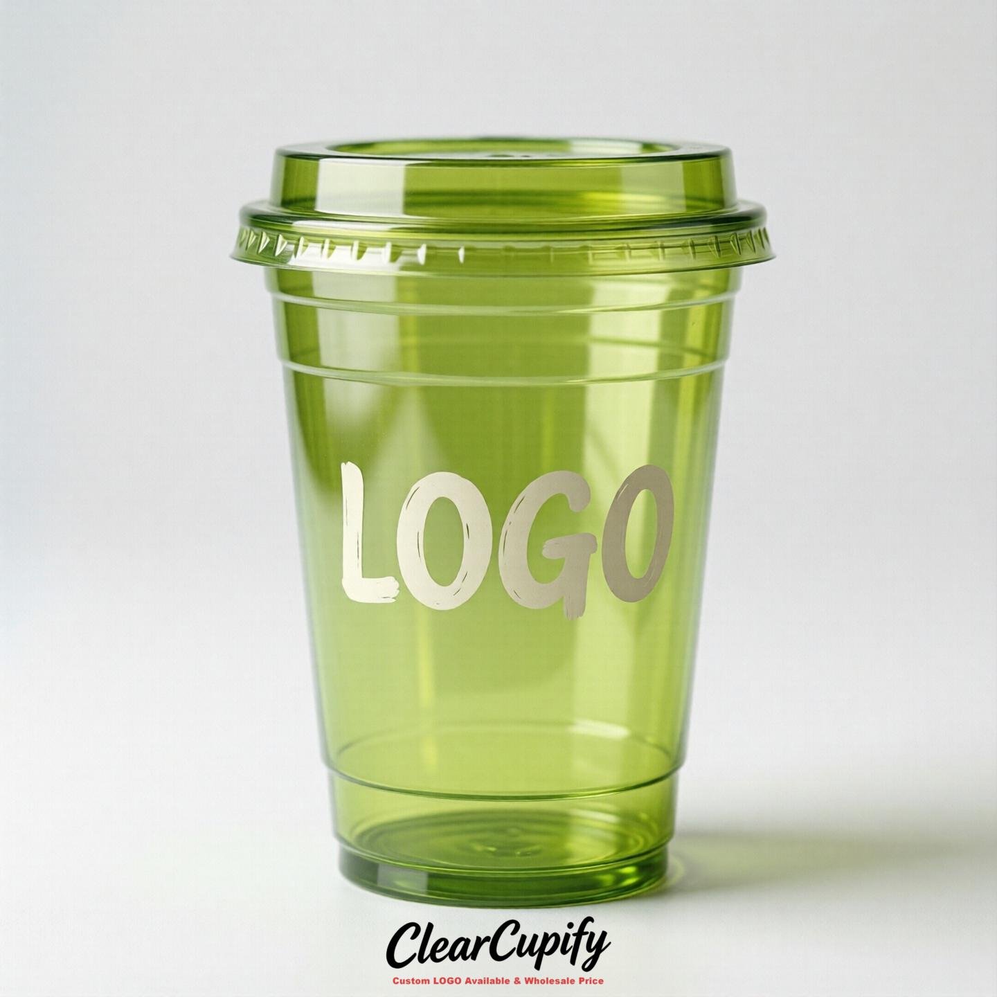 Lime Green Clear Plastic Cups with Custom Logo 12oz / 16oz / 20oz / 24oz / 32oz