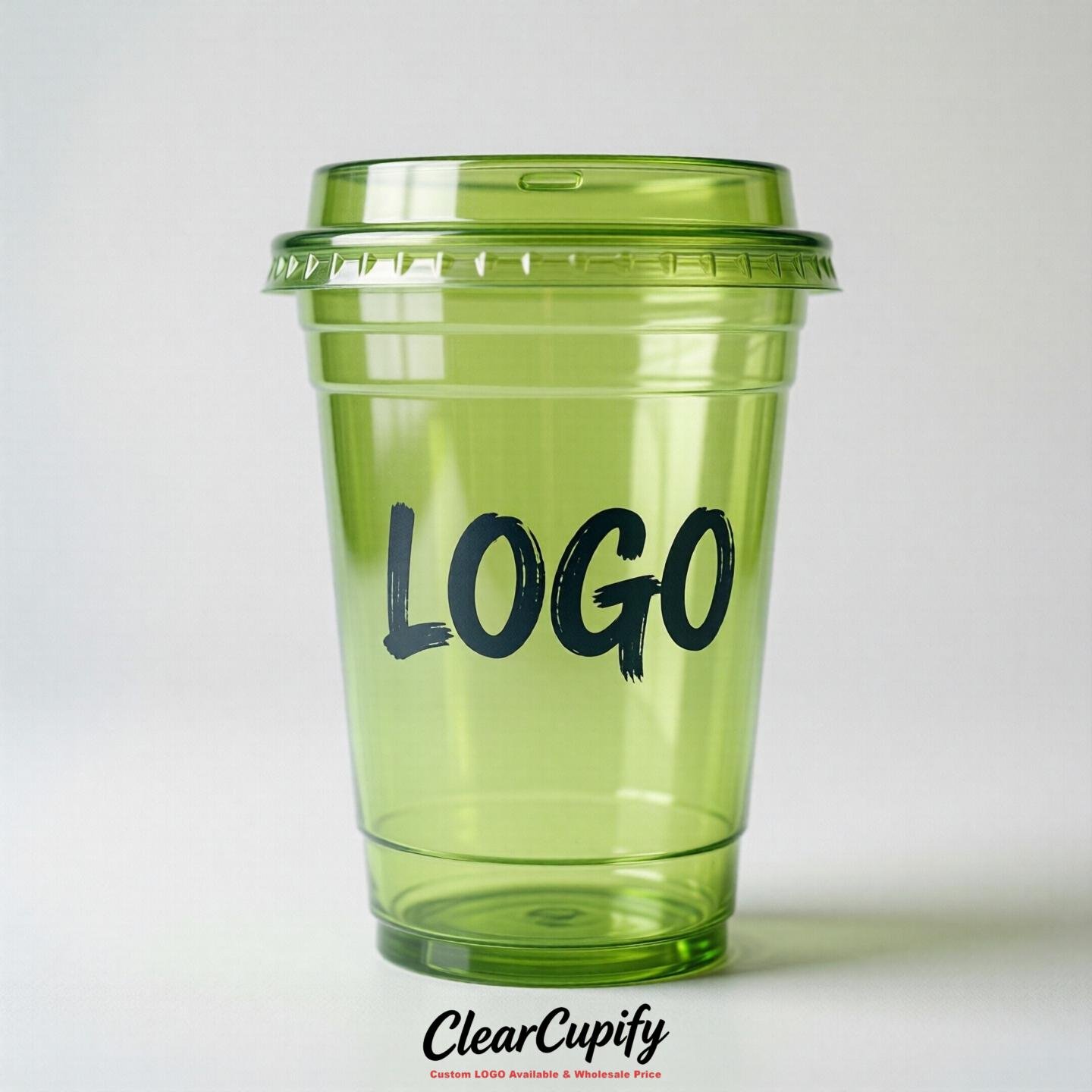 Lime Green Clear Plastic Cups with Custom Logo 12oz / 16oz / 20oz / 24oz / 32oz