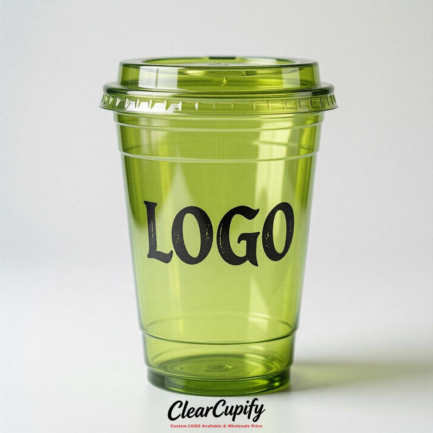 Lime Green Clear Plastic Cups with Custom Logo 12oz / 16oz / 20oz / 24oz / 32oz
